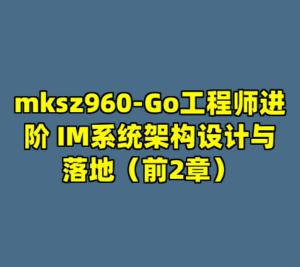 mksz960-Go工程师进阶 IM系统架构设计与落地(前2章)-cc资源站