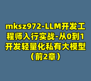 mksz972-LLM开发工程师入行实战-从0到1开发轻量化私有大模型（前2章）-cc资源站